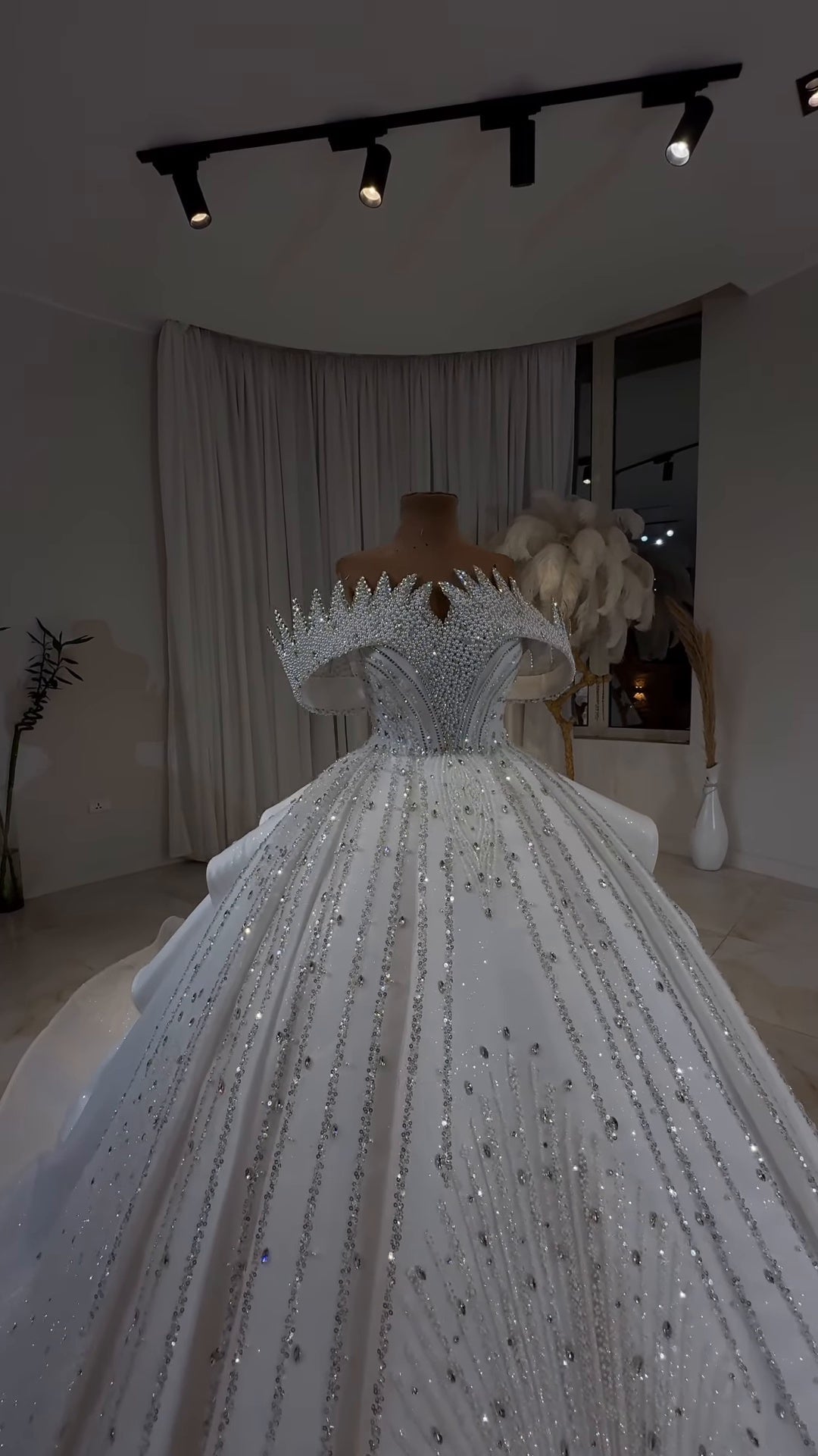 Diamond Luxe Crystal Off-Shoulder Royal Princess Ball Gown GD104