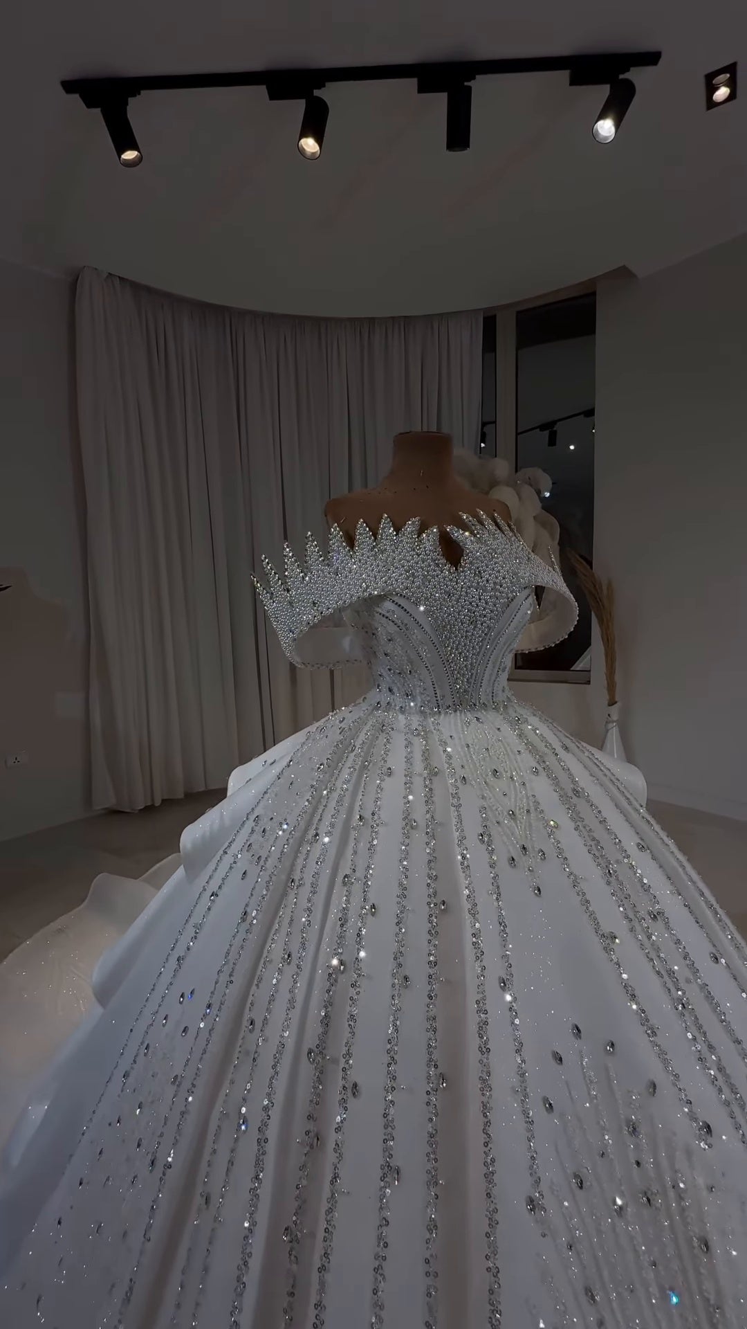 Diamond Luxe Crystal Off-Shoulder Royal Princess Ball Gown GD104