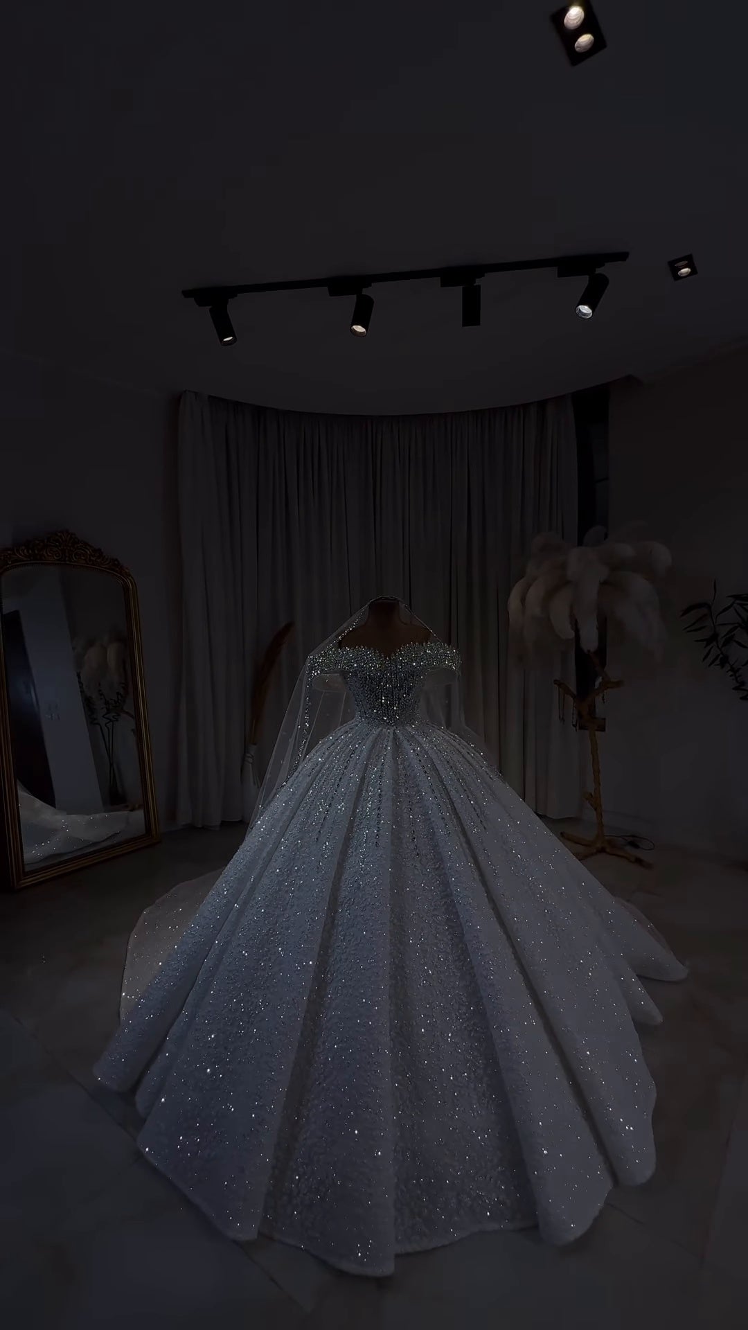 Luxury Royale Crystal Beaded Off-Shoulder Wedding Gown GD105
