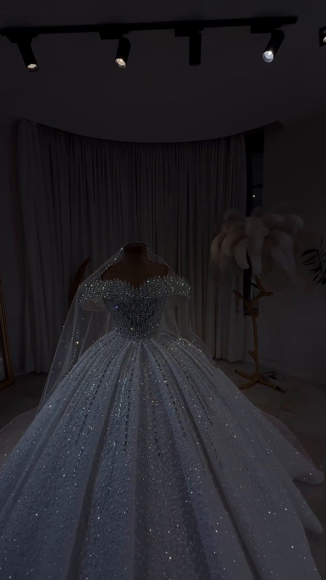 Luxury Royale Crystal Beaded Off-Shoulder Wedding Gown GD105