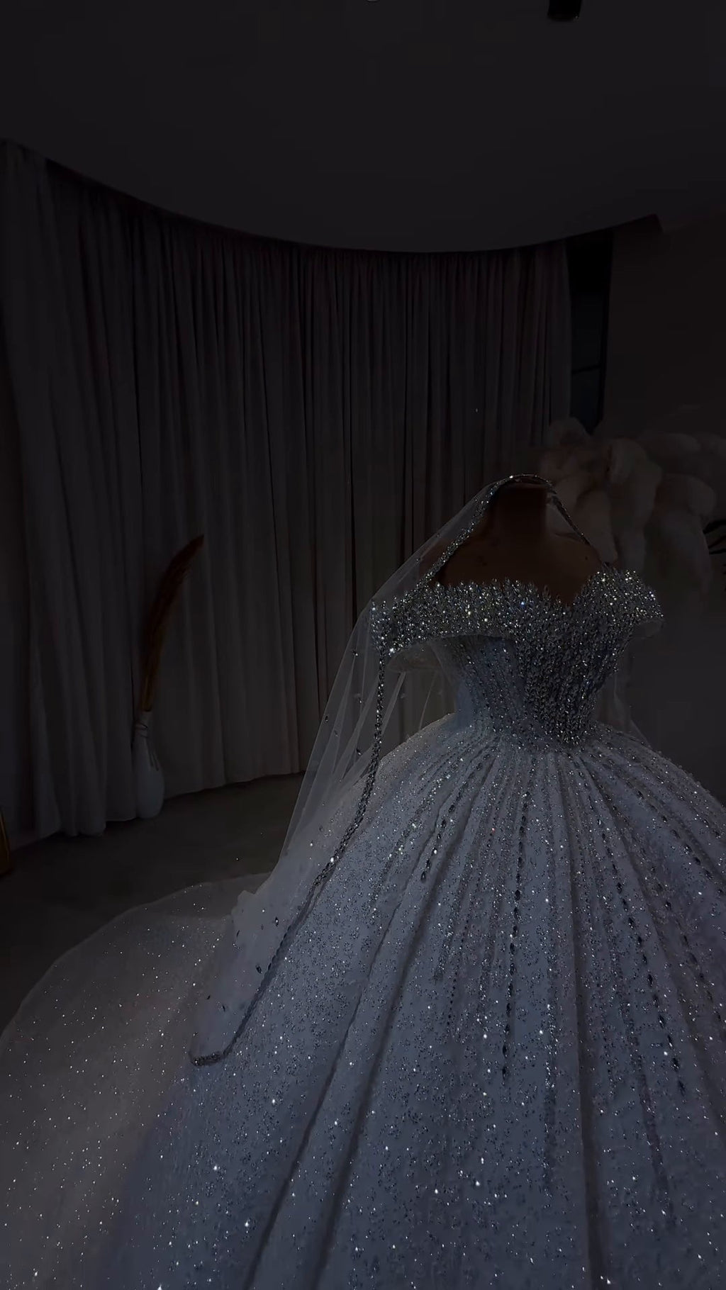 Luxury Royale Crystal Beaded Off-Shoulder Wedding Gown GD105