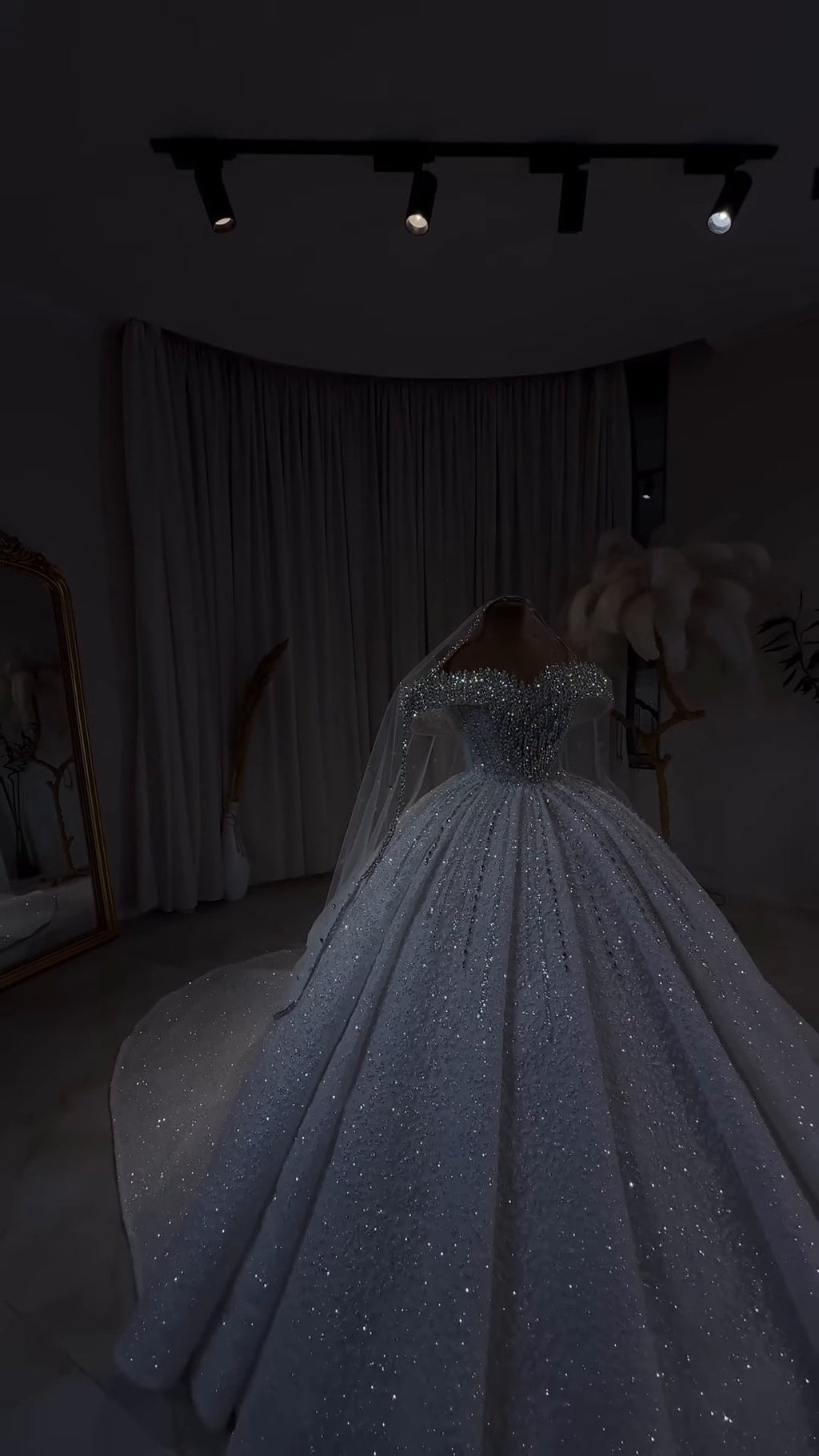 Luxury Royale Crystal Beaded Off-Shoulder Wedding Gown GD105