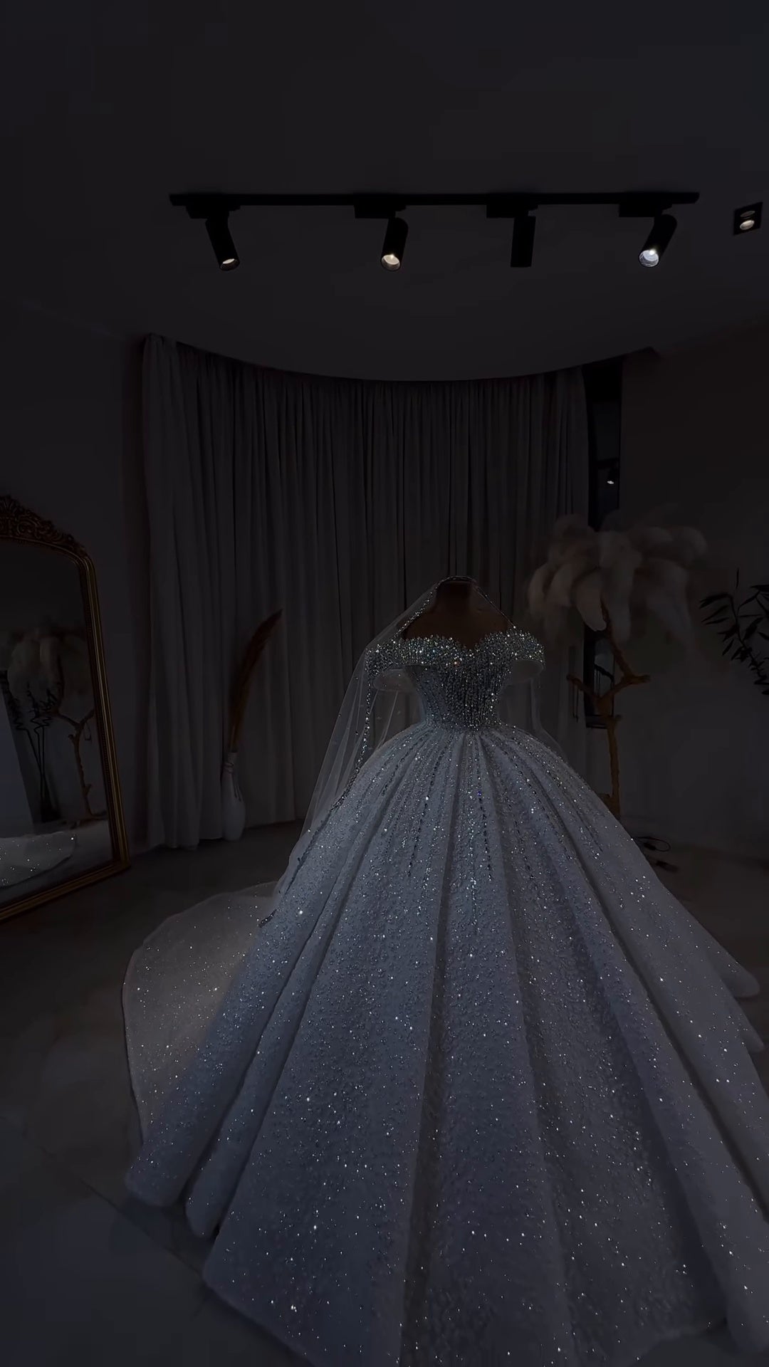 Luxury Royale Crystal Beaded Off-Shoulder Wedding Gown GD105