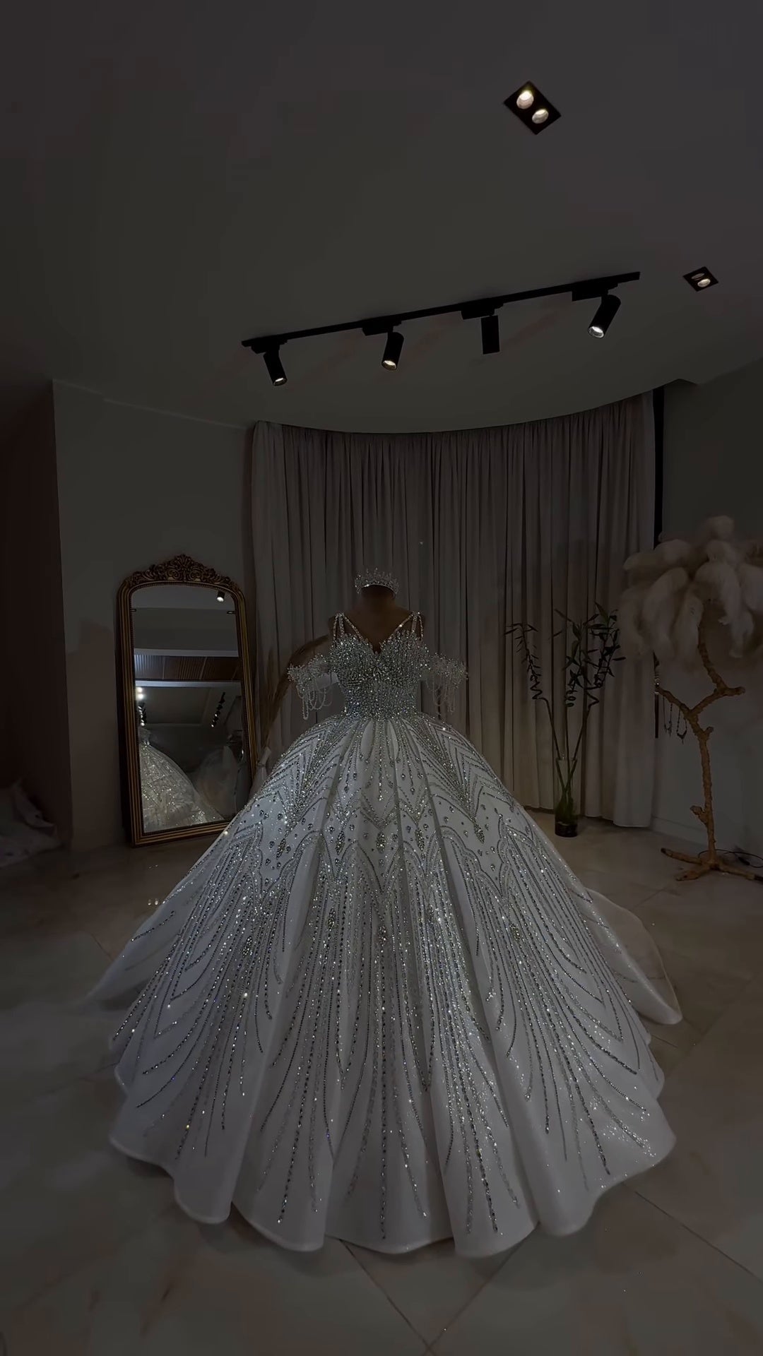 Luxury Off-Shoulder Radiance Crystal Ball Gown GR101