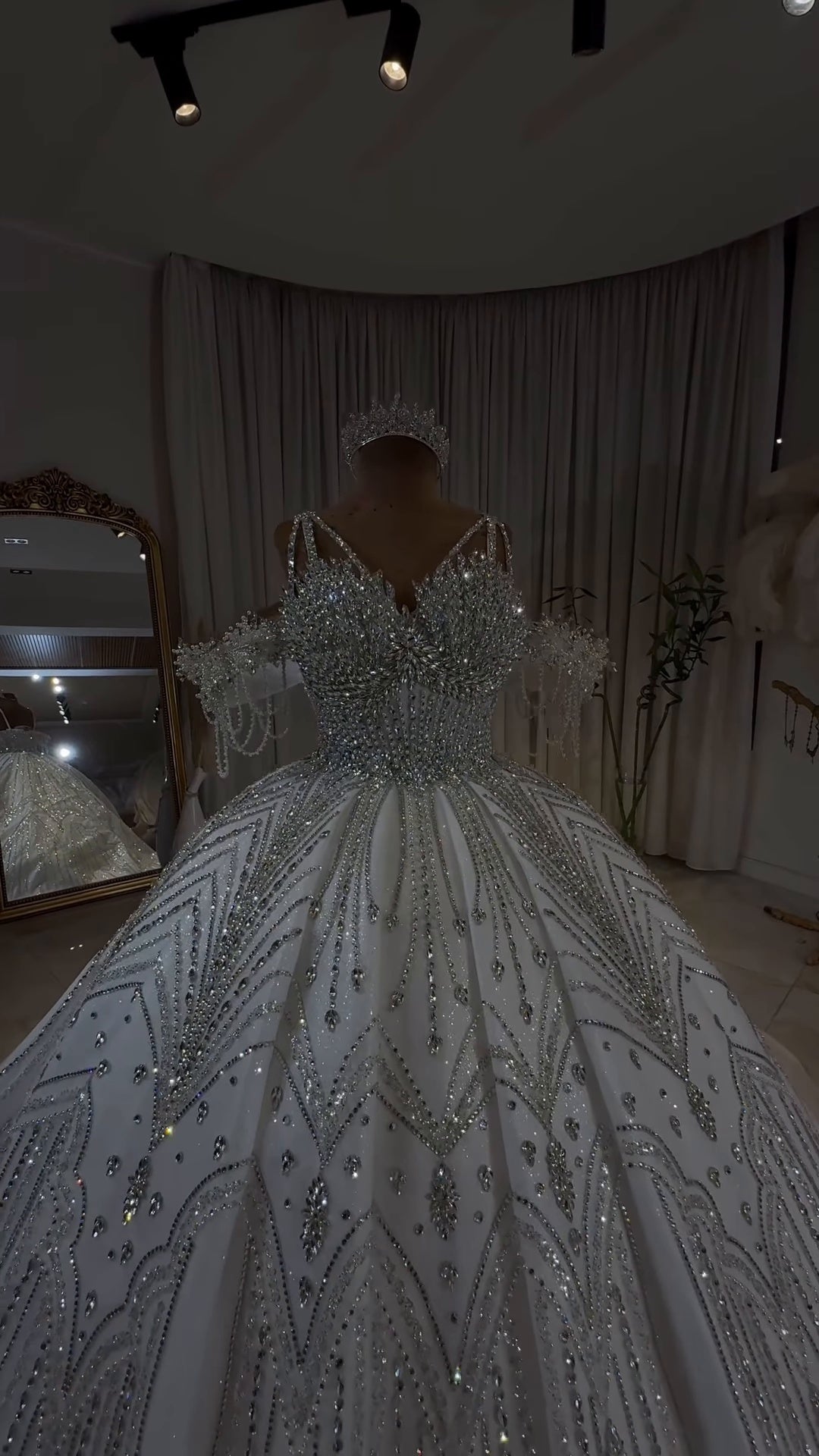 Luxury Off-Shoulder Radiance Crystal Ball Gown GR101