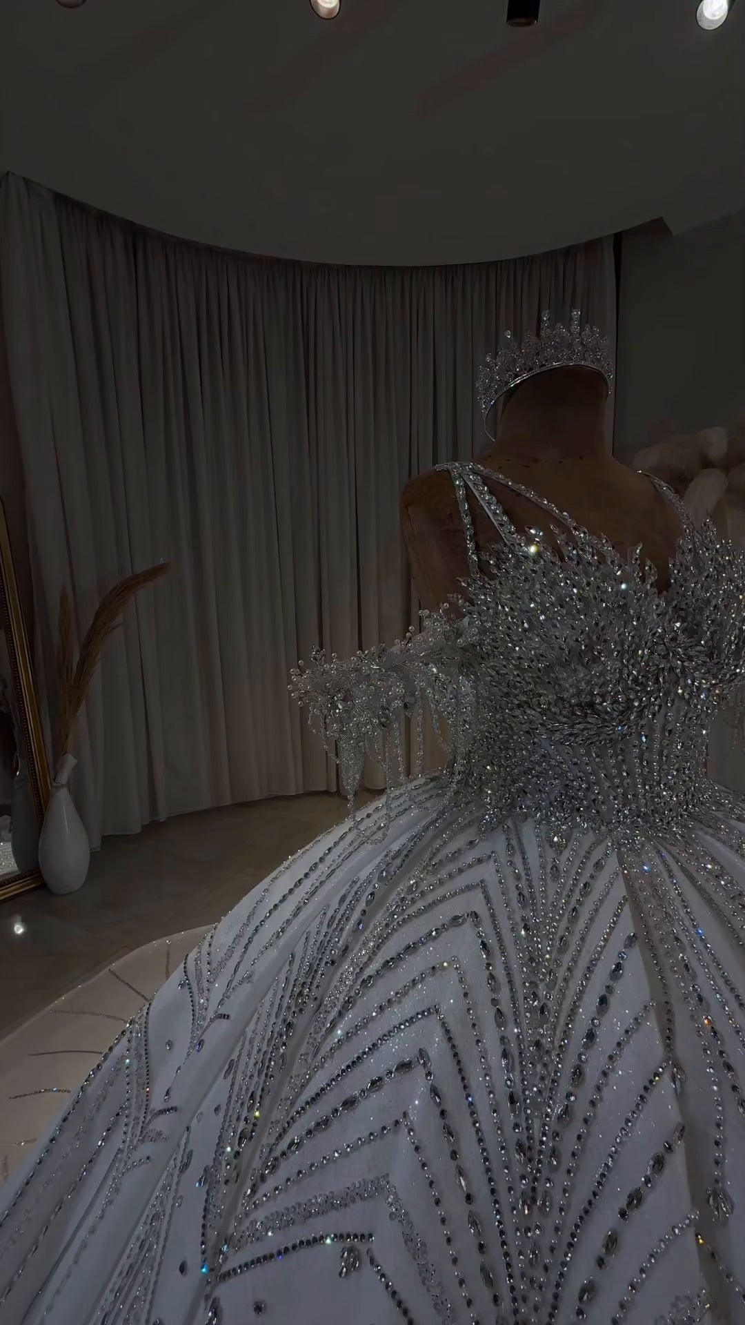 Luxury Off-Shoulder Radiance Crystal Ball Gown GR101