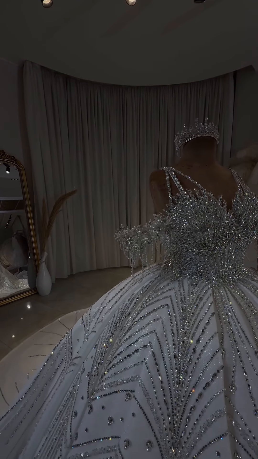 Luxury Off-Shoulder Radiance Crystal Ball Gown GR101