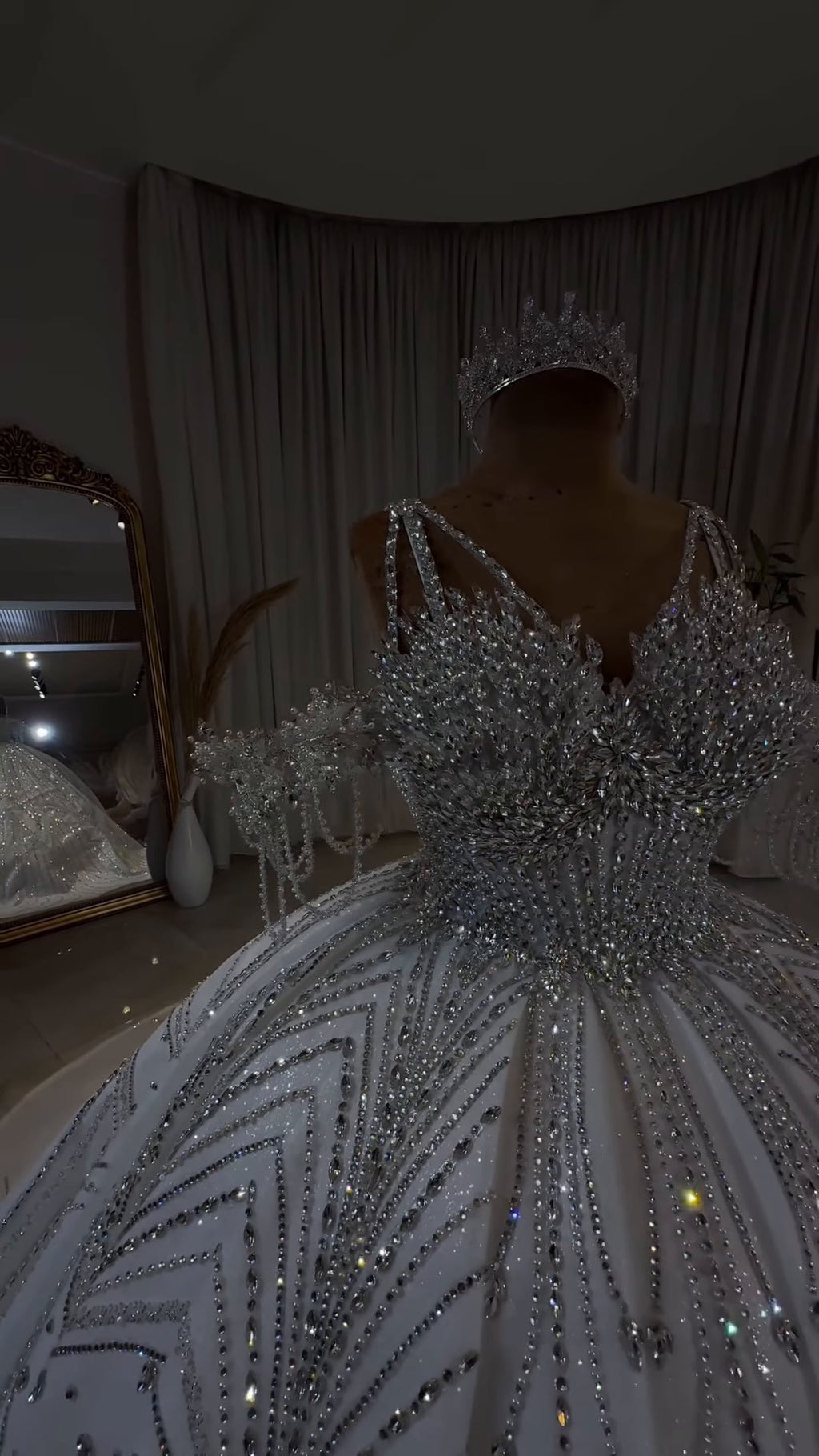 Luxury Off-Shoulder Radiance Crystal Ball Gown GR101