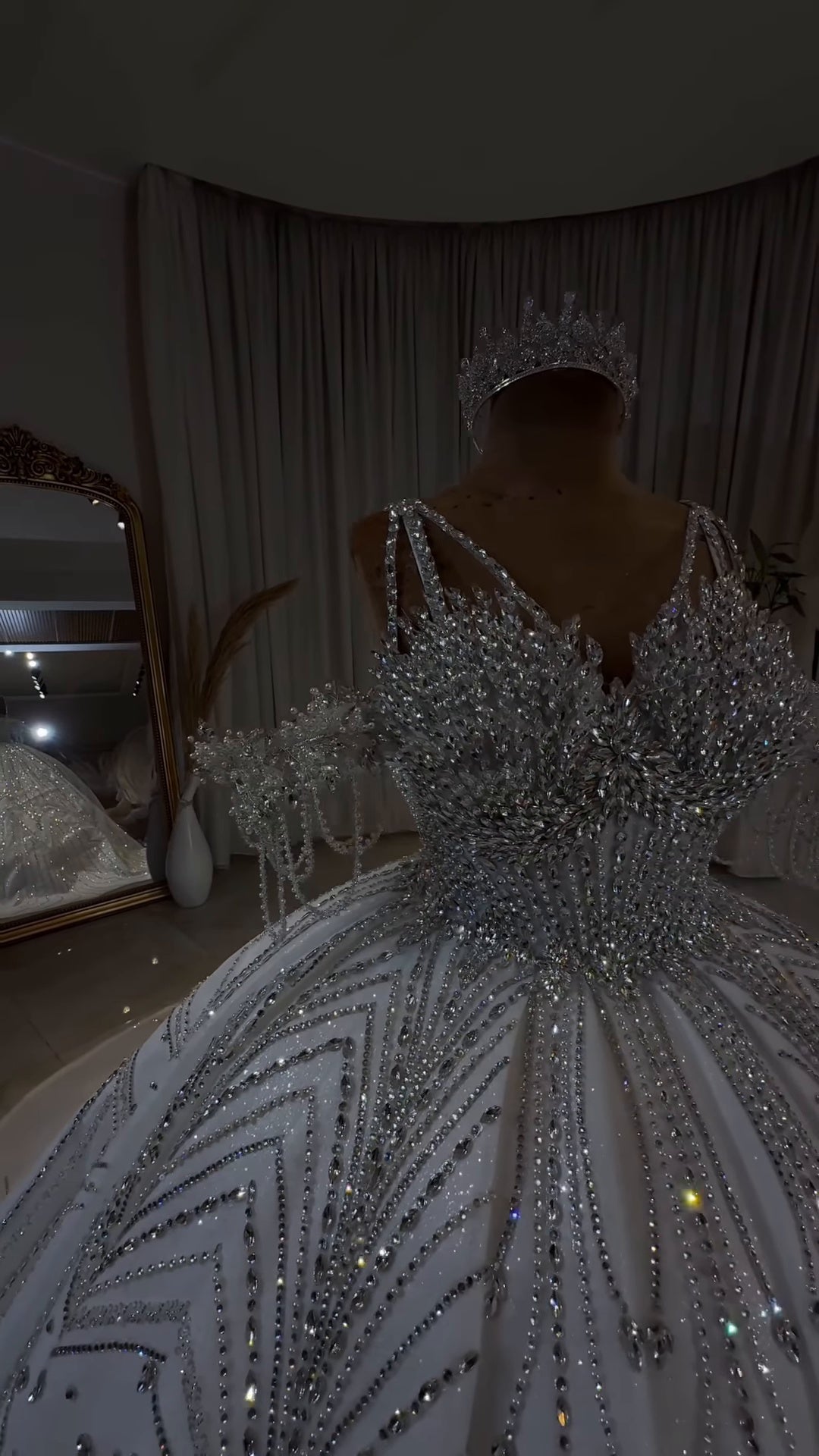Luxury Off-Shoulder Radiance Crystal Ball Gown GR101