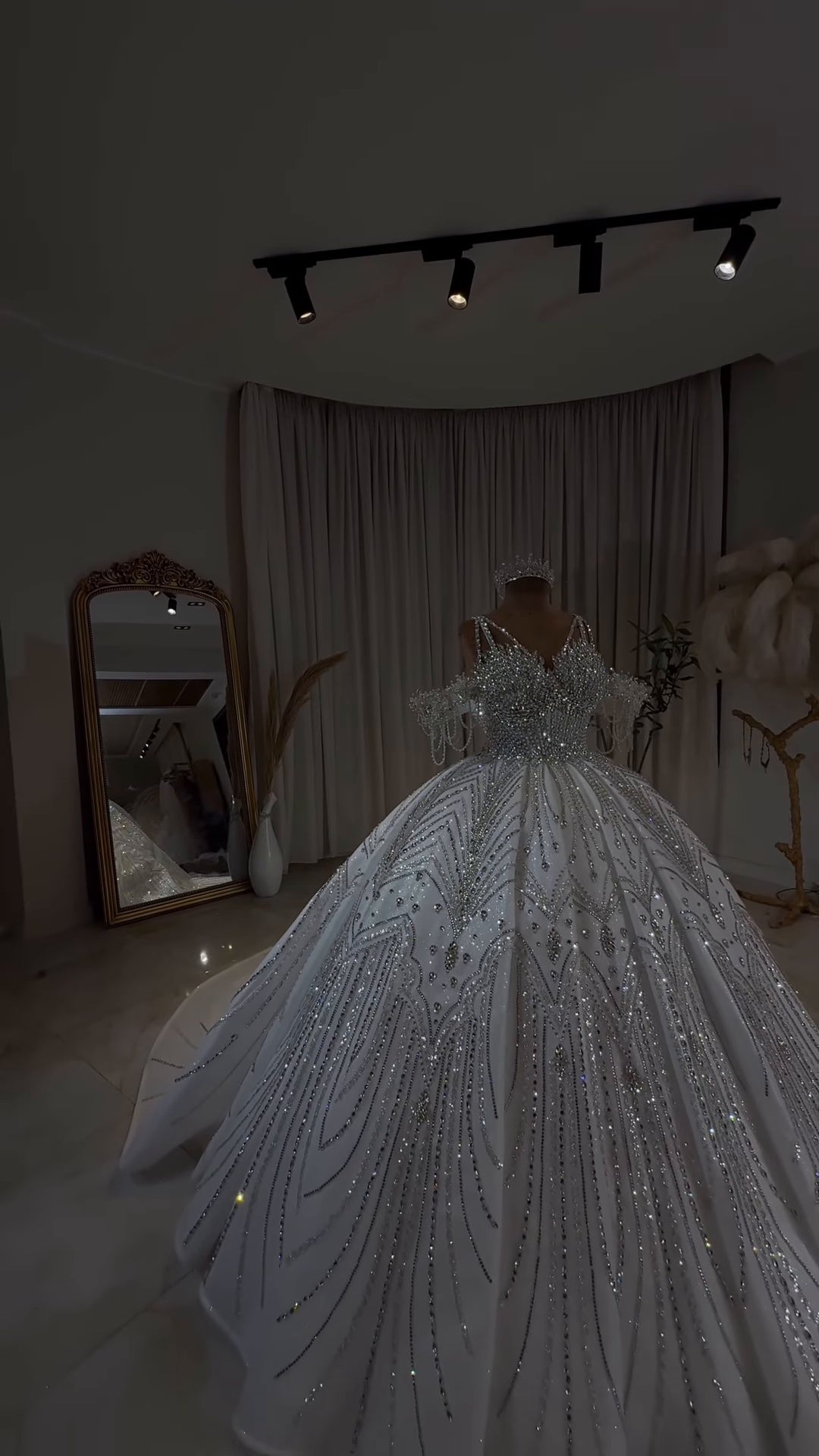 Luxury Off-Shoulder Radiance Crystal Ball Gown GR101