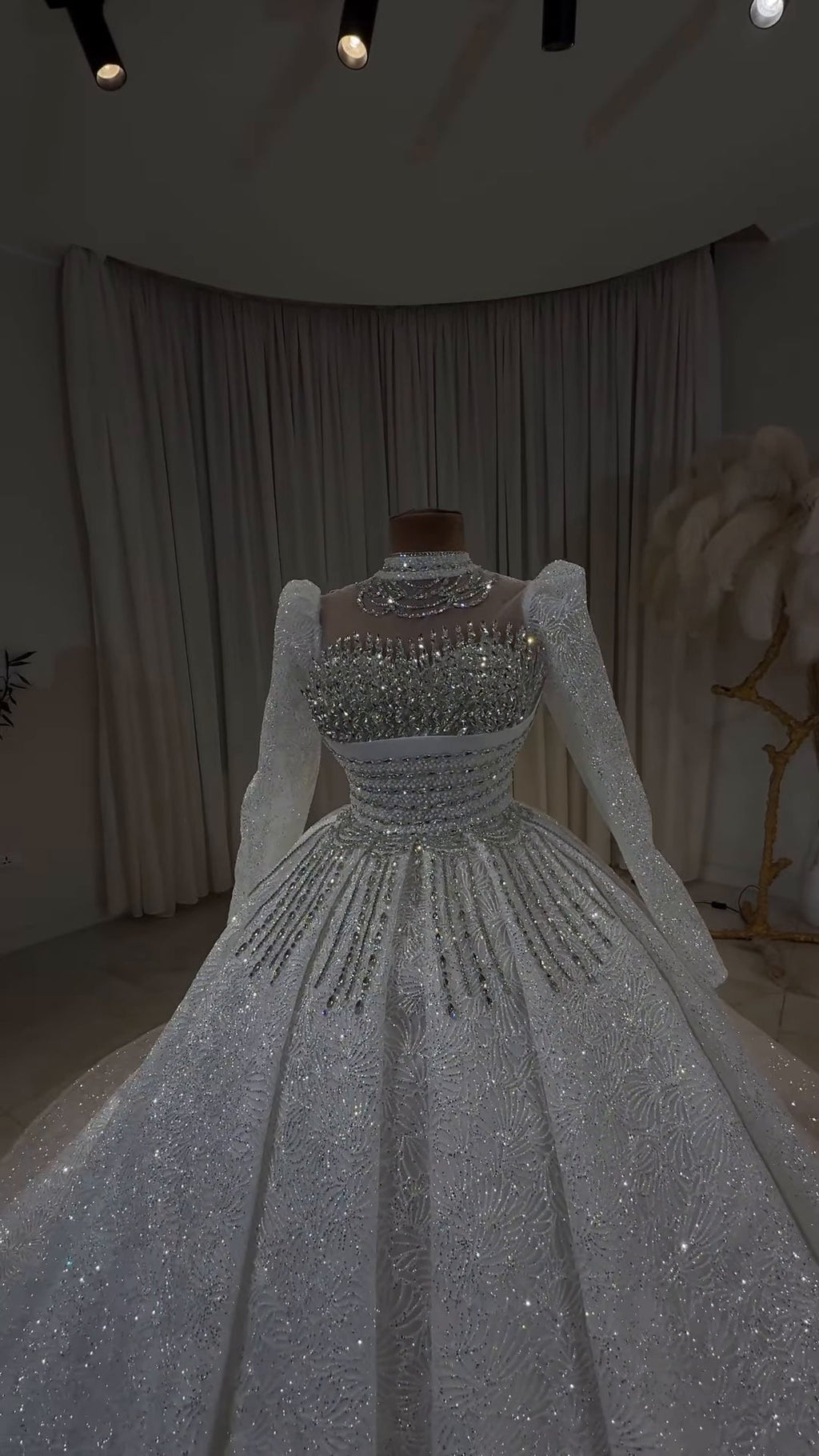 Luxury Crystal Embellished Off-Shoulder Princess Dress GD102