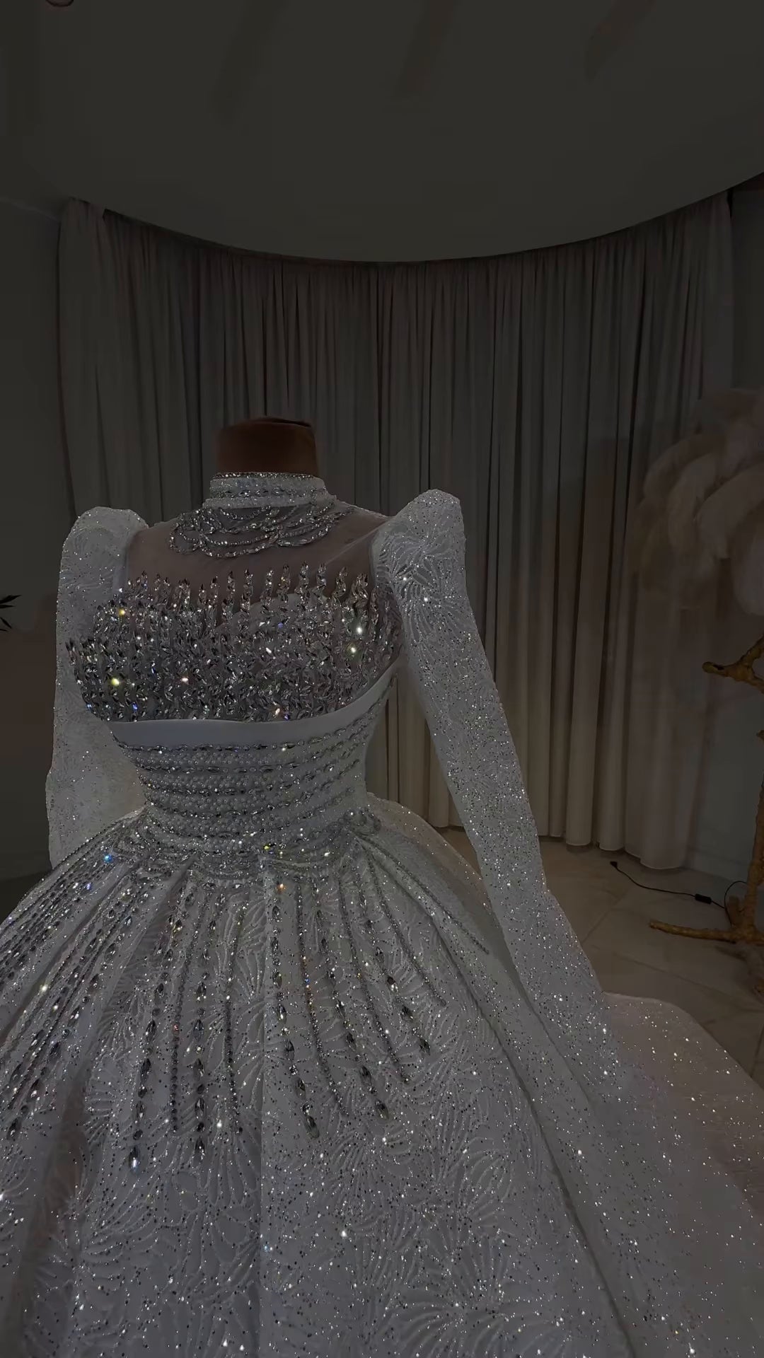 Luxury Crystal Embellished Off-Shoulder Princess Dress GD102