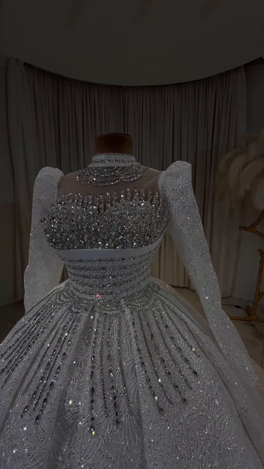 Luxury Crystal Embellished Off-Shoulder Princess Dress GD102