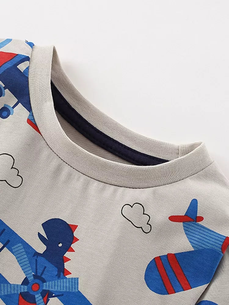 Children's Airplane Print Long Sleeve T-Shirt
