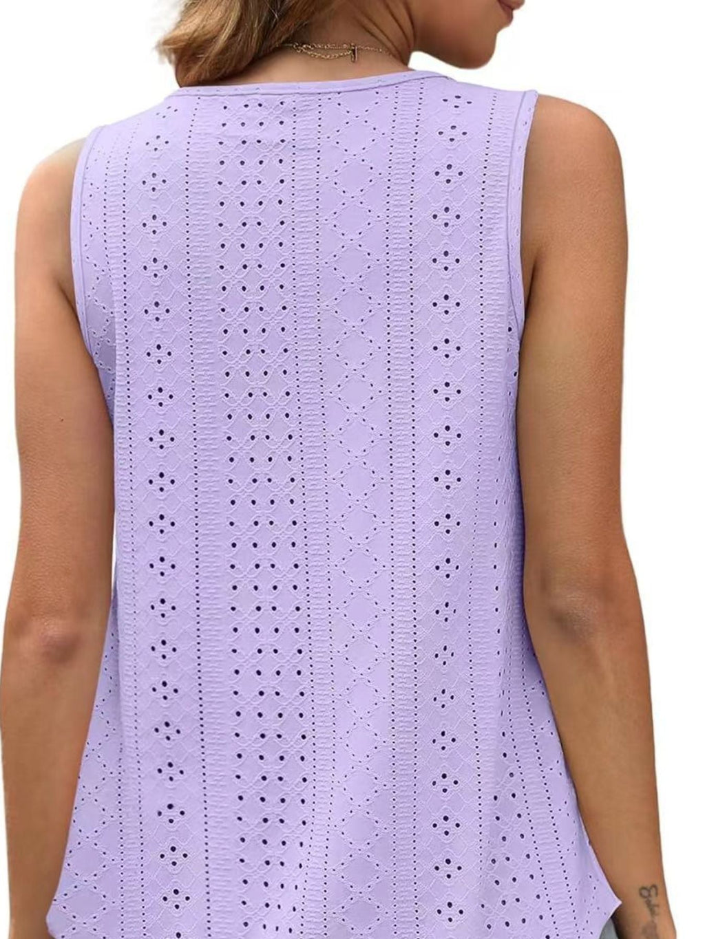 Eyelet Scoop Neck Tank