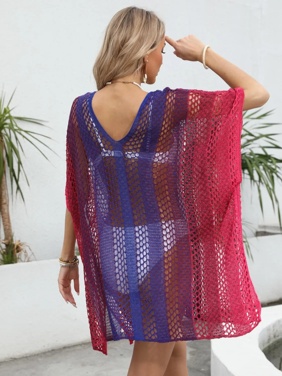 Rainbow Gradient Crochet Beach Cover Up
