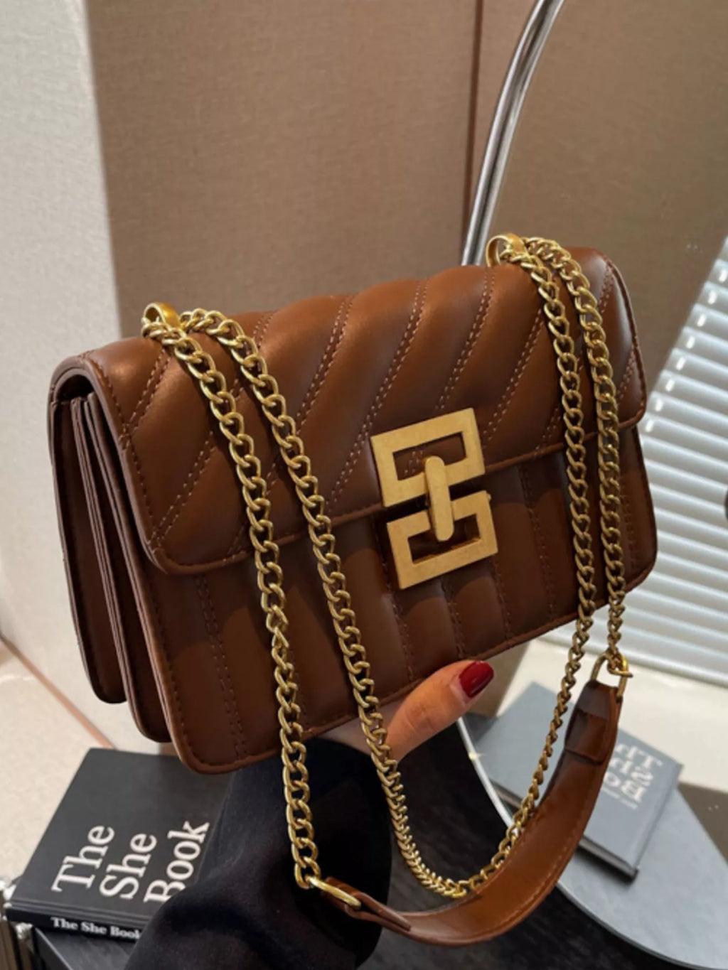 Quilted Flap Chain Crossbody Bag