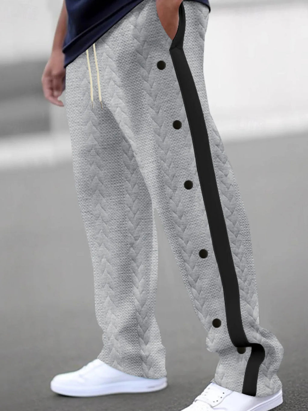 Men's Full Size Textured Drawstring Pants Plus Size
