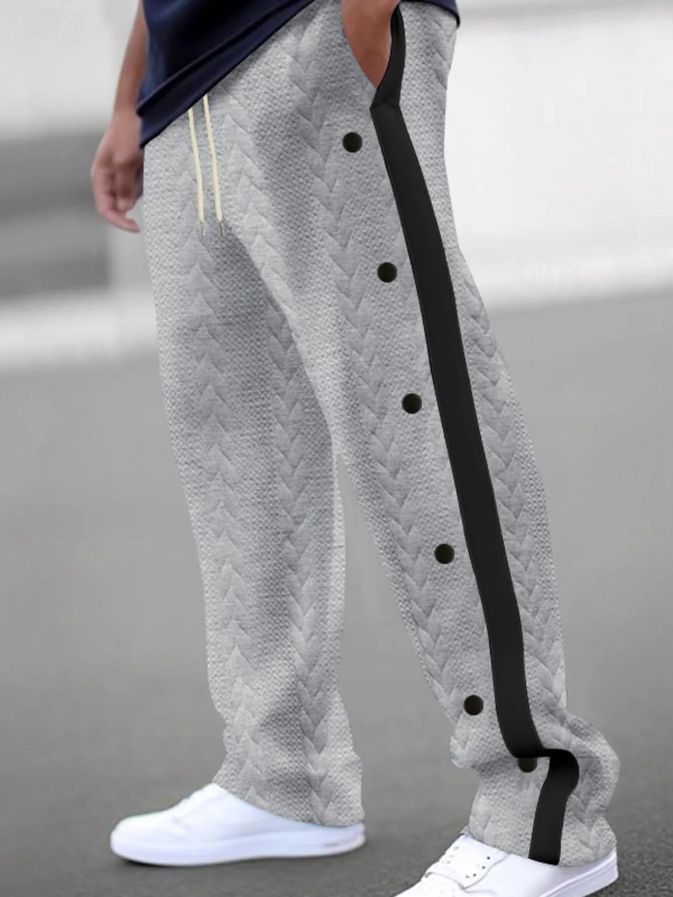 Men's Full Size Textured Drawstring Pants Plus Size