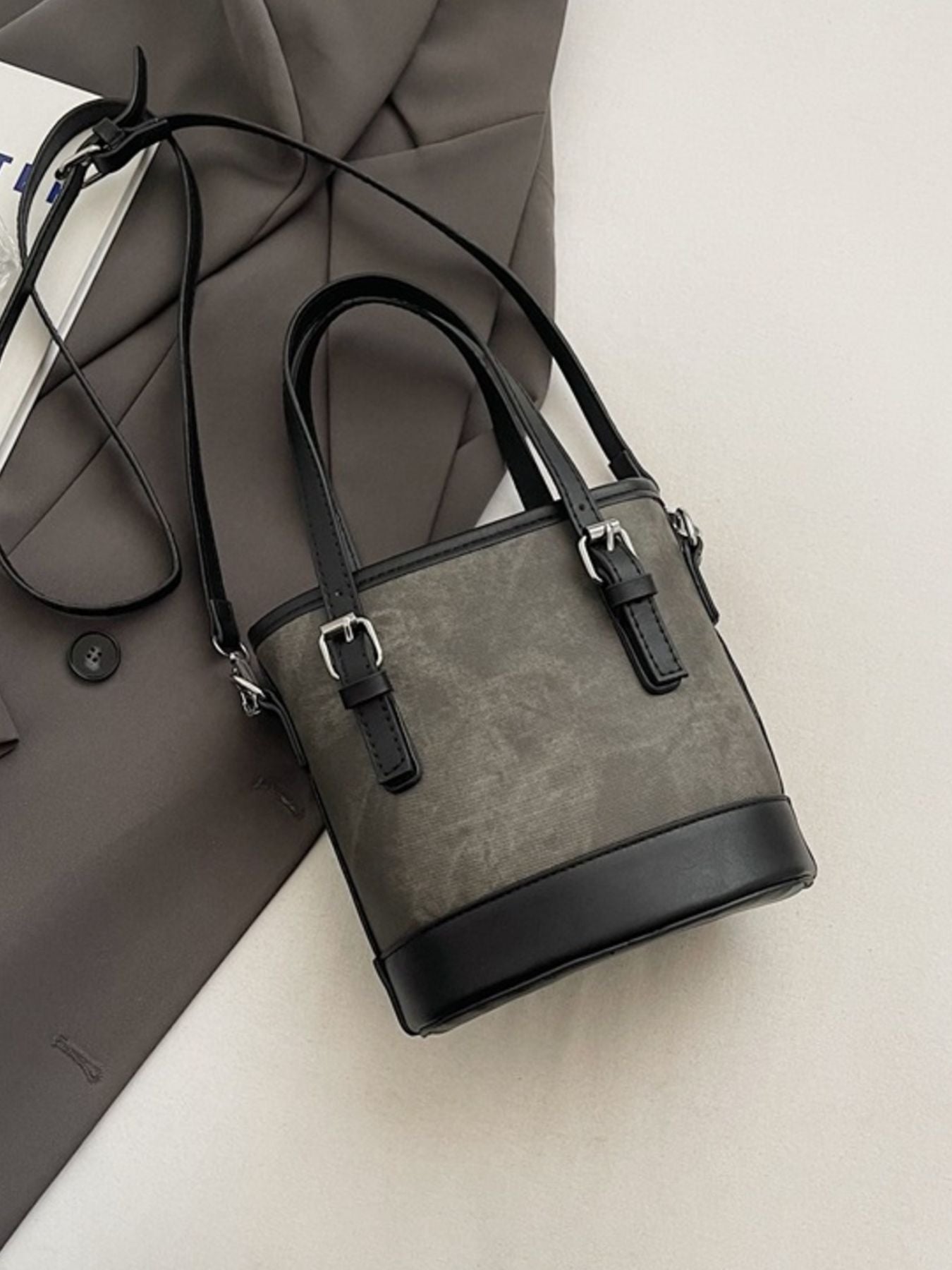 Two-Tone Bucket Crossbody Bag