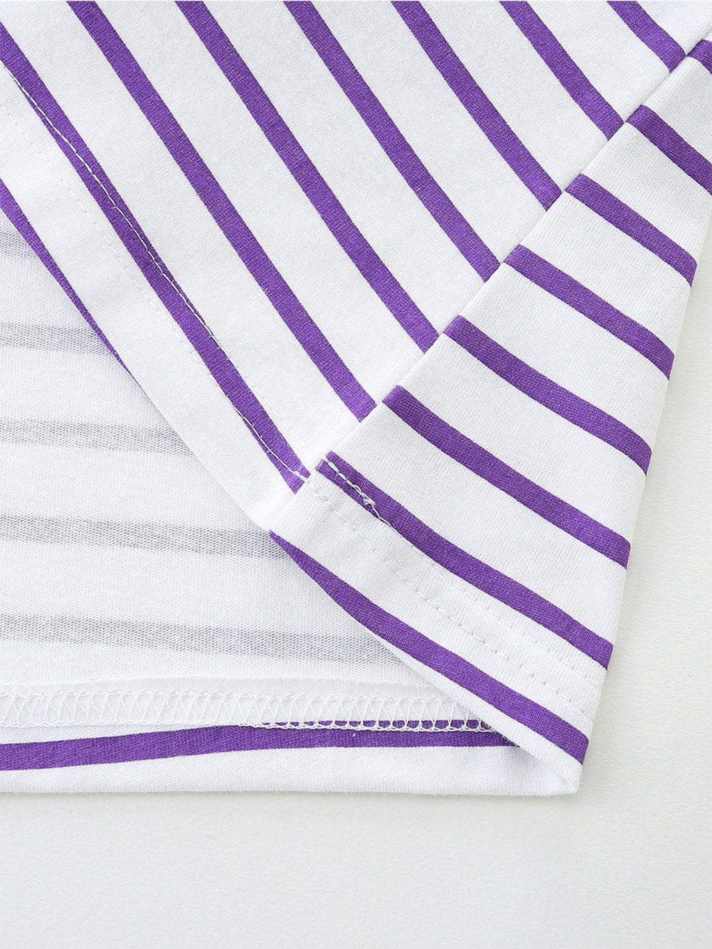Children's Striped Casual Dress with Cat Bag