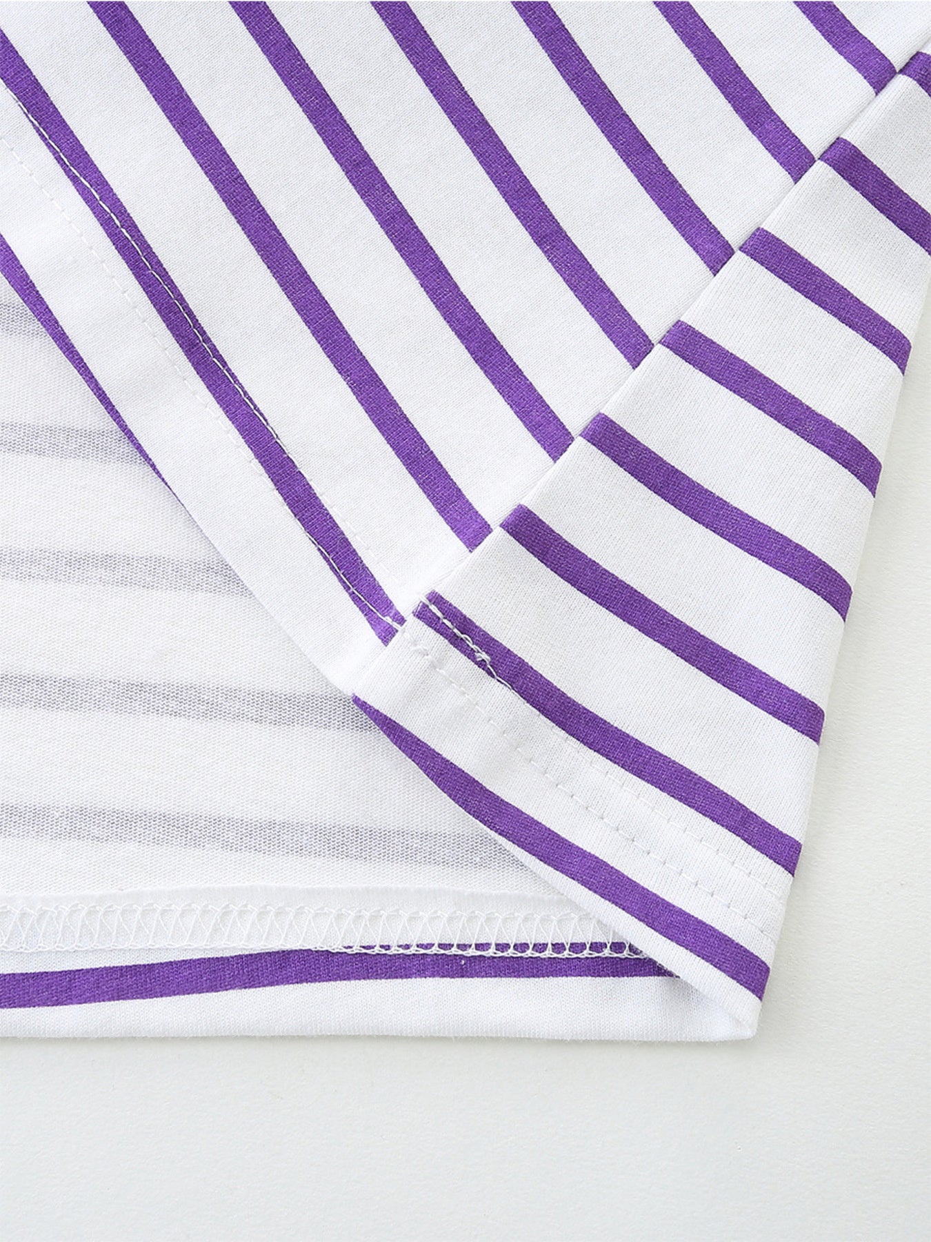 Children's Striped Casual Dress with Cat Bag