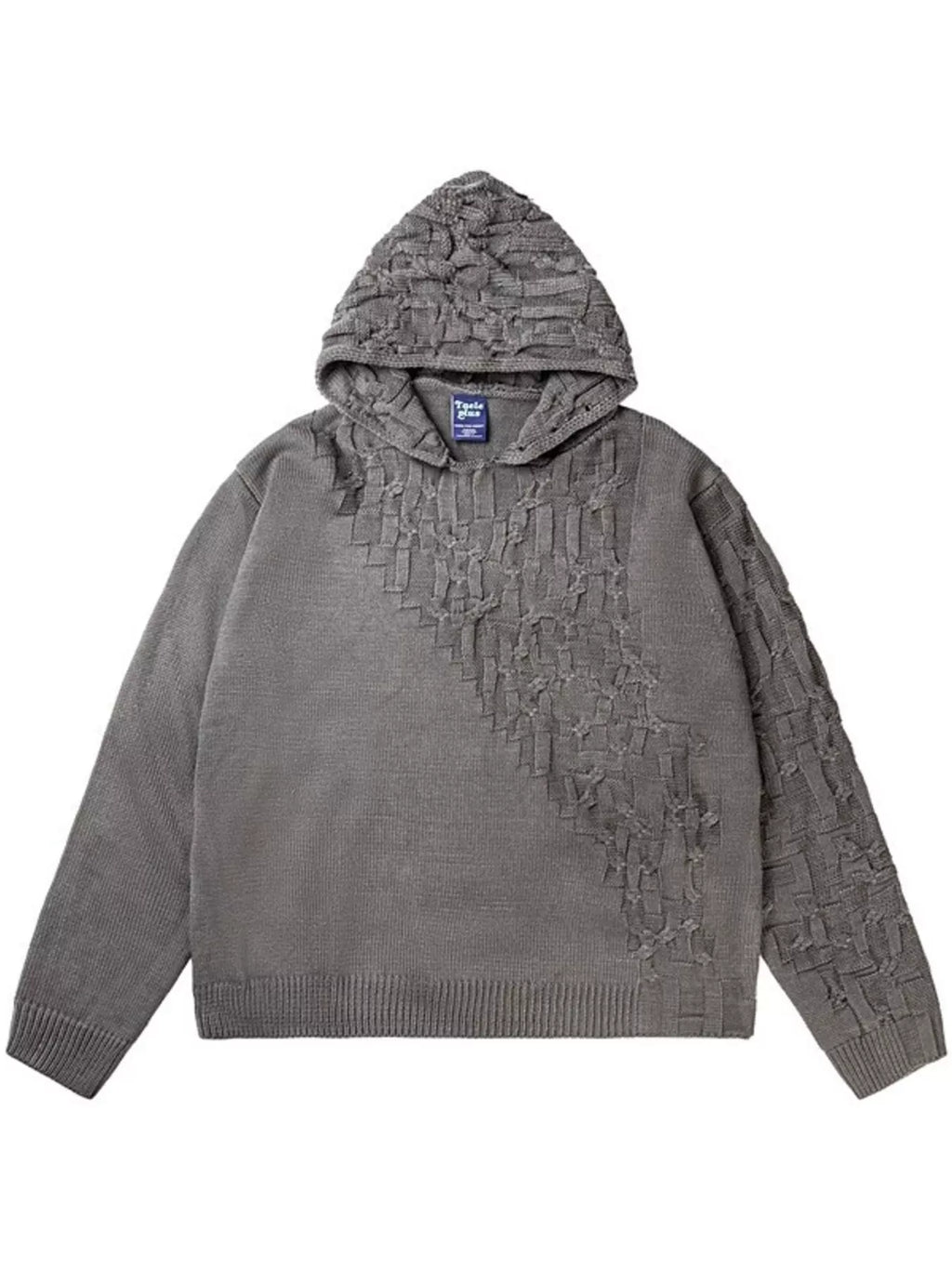 Men's Plus Size Long Sleeve Texture Knit Hooded Sweater