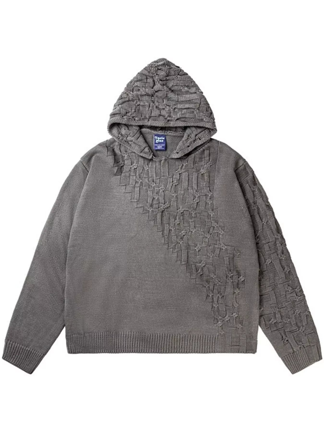 Men's Plus Size Long Sleeve Texture Knit Hooded Sweater