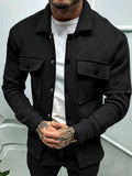 Men's Full Size Button Up Long Sleeve Jacket Plus Size