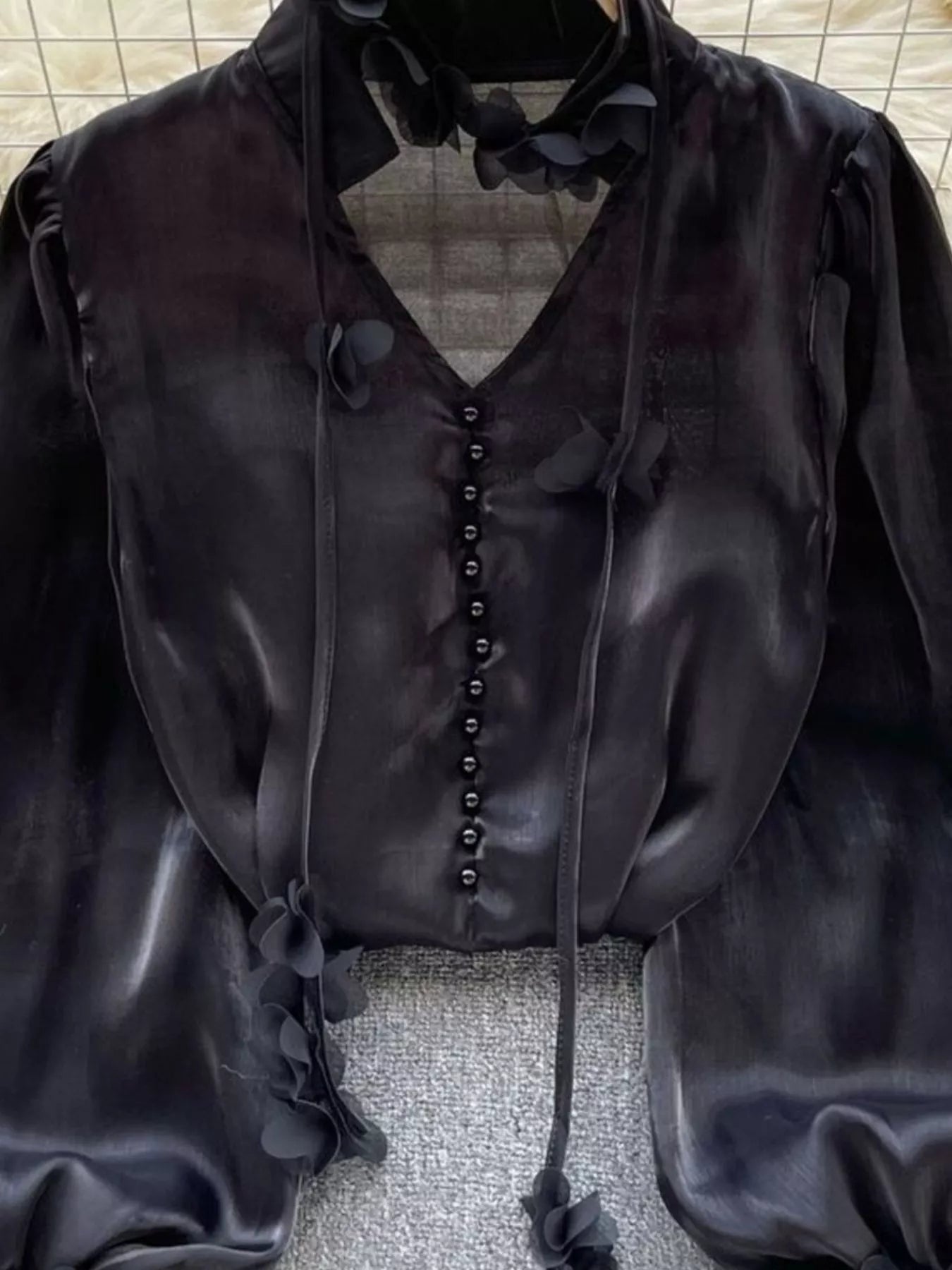 Sheer Floral Embellished Shirt