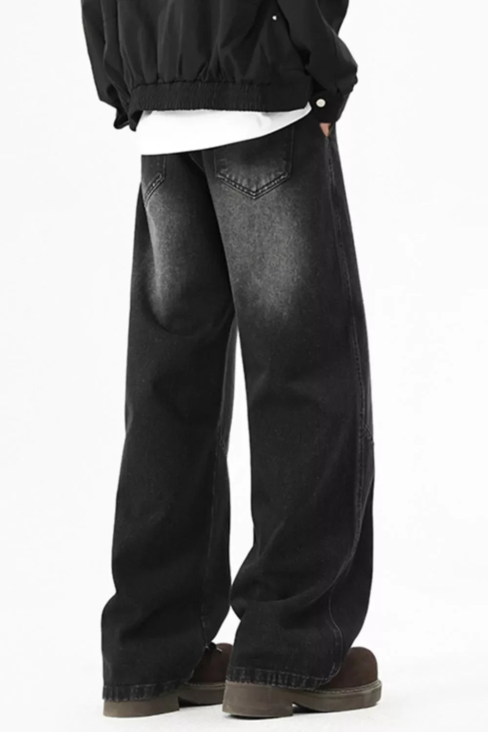 Men's Full Size Wash Wide Leg Jeans Plus Size
