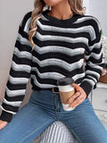 Striped Round Neck Long Sleeve Sweater