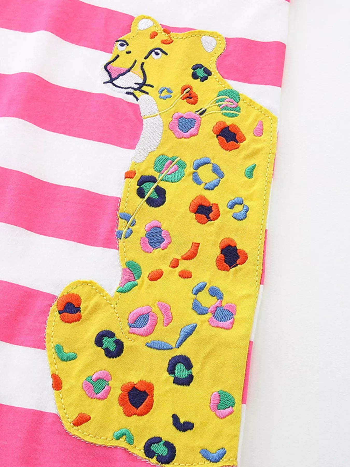 Children's Leopard Striped Short Sleeve Dress