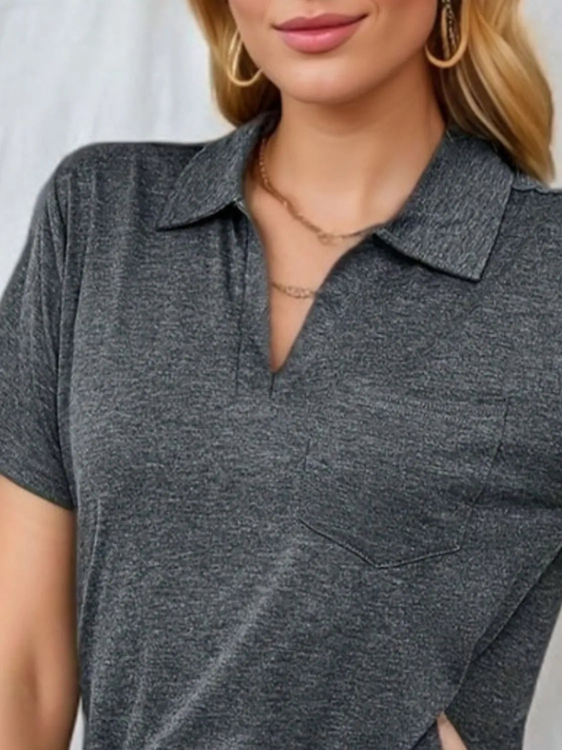 Johnny Collar Short Sleeve Top