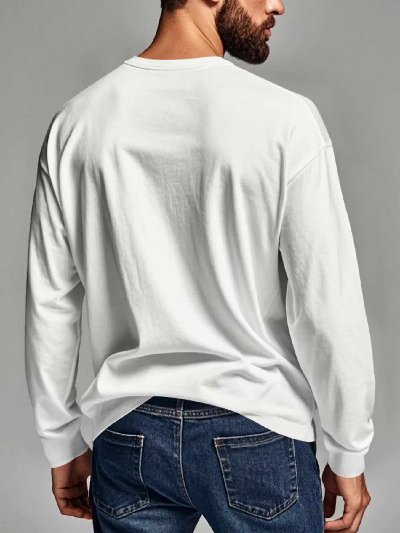 Men's Plus Size Casual Long Sleeve Henley T-Shirt with Pocket