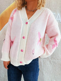 Butterfly Button Up Long Sleeve Cardigan