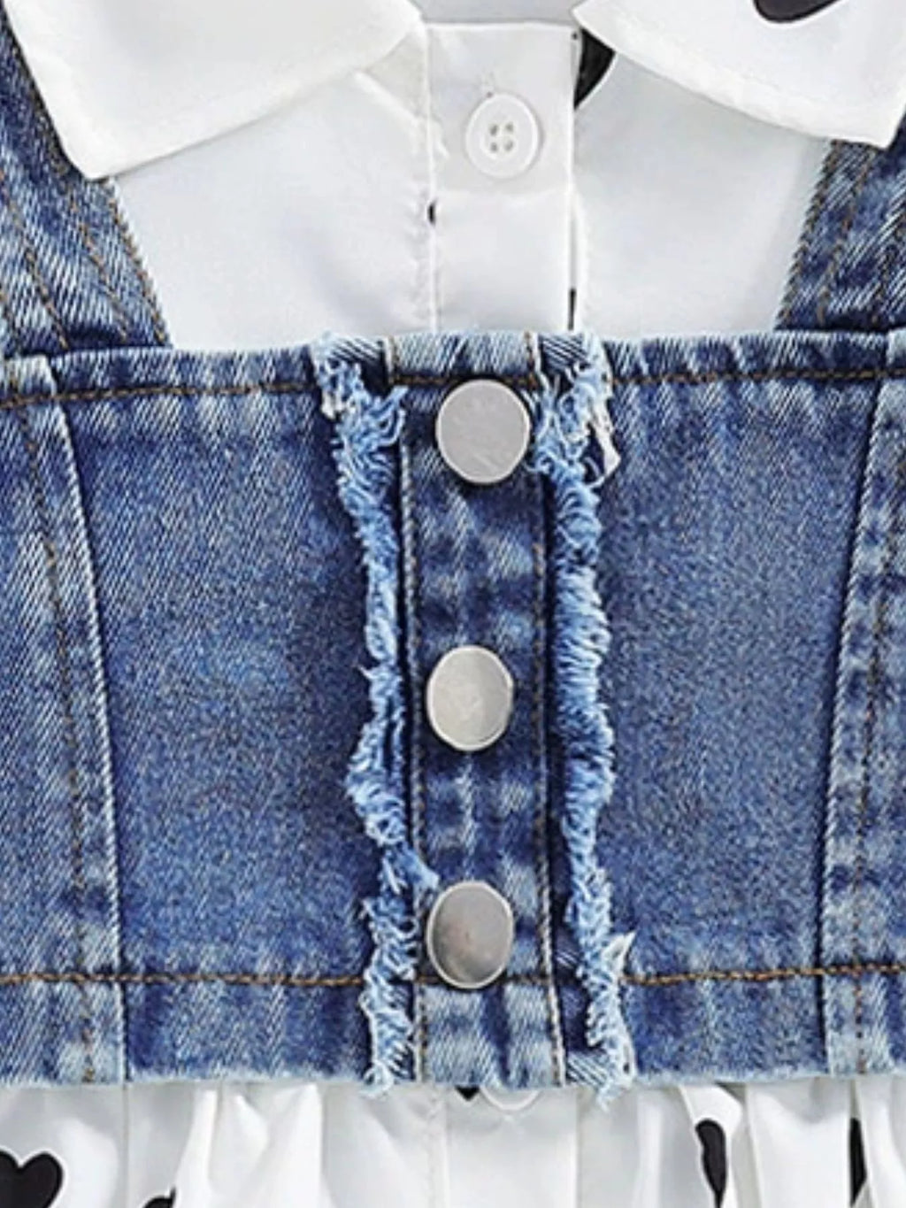 Children's Heart Print Dress & Denim Cami Set