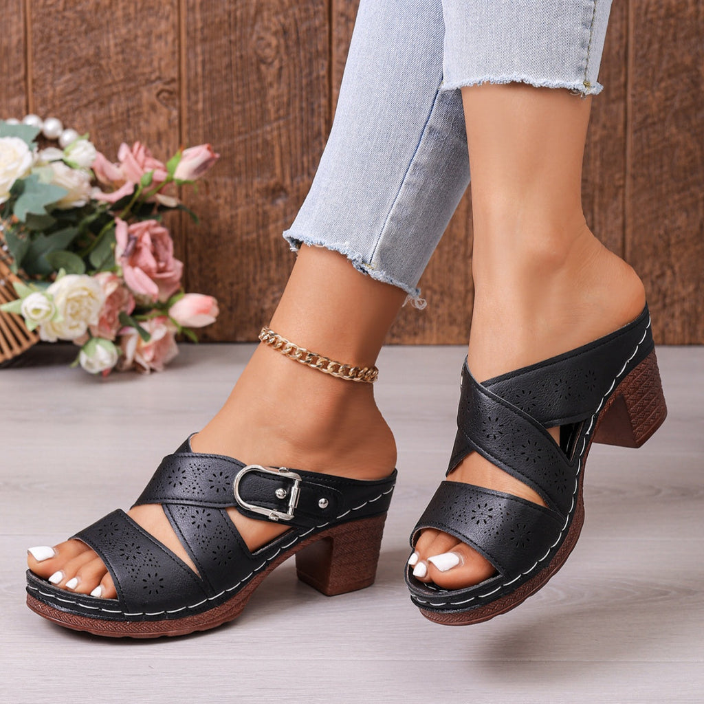 Open Toe Block Heels Sandals