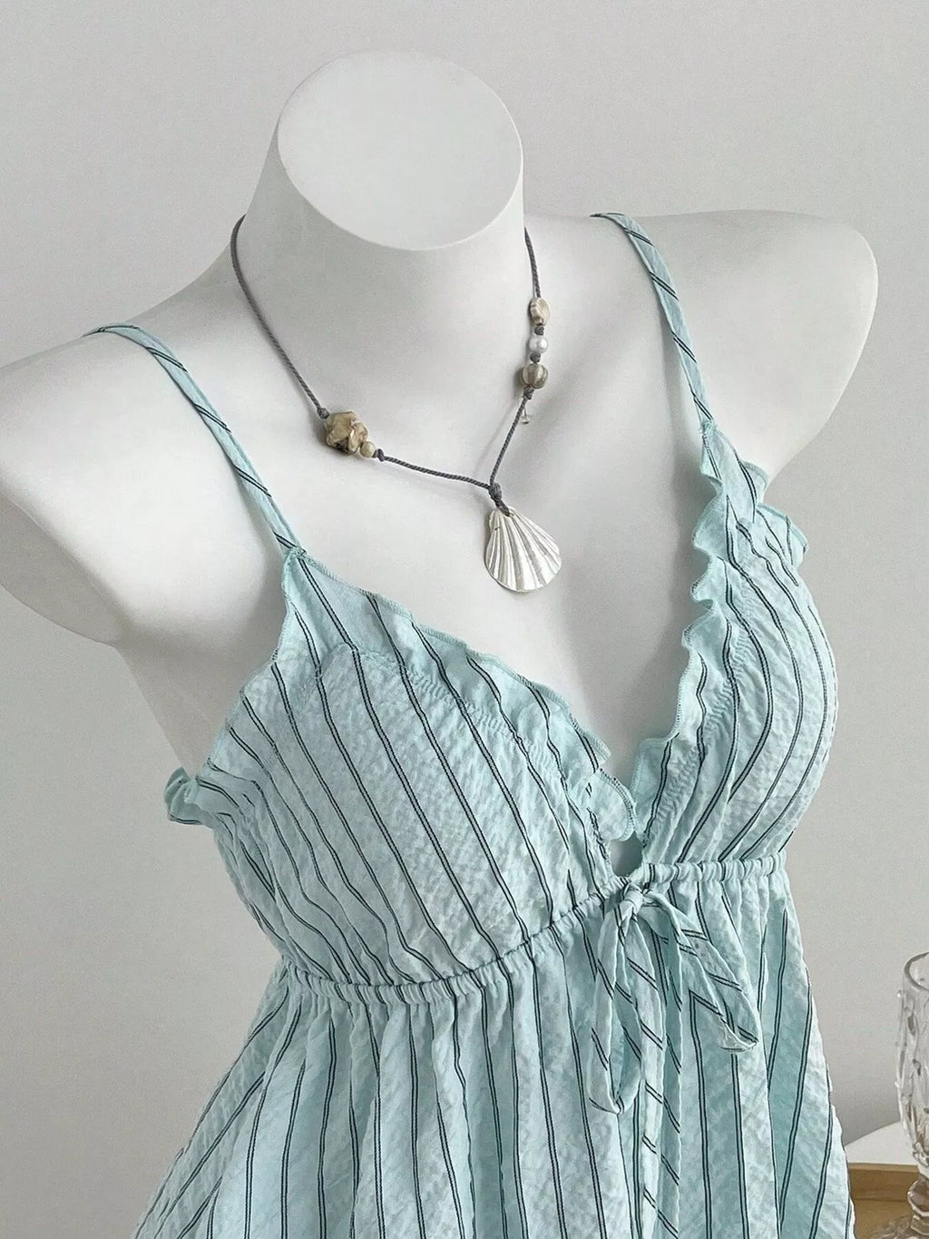 Tie Front Striped Cami and Shorts Set