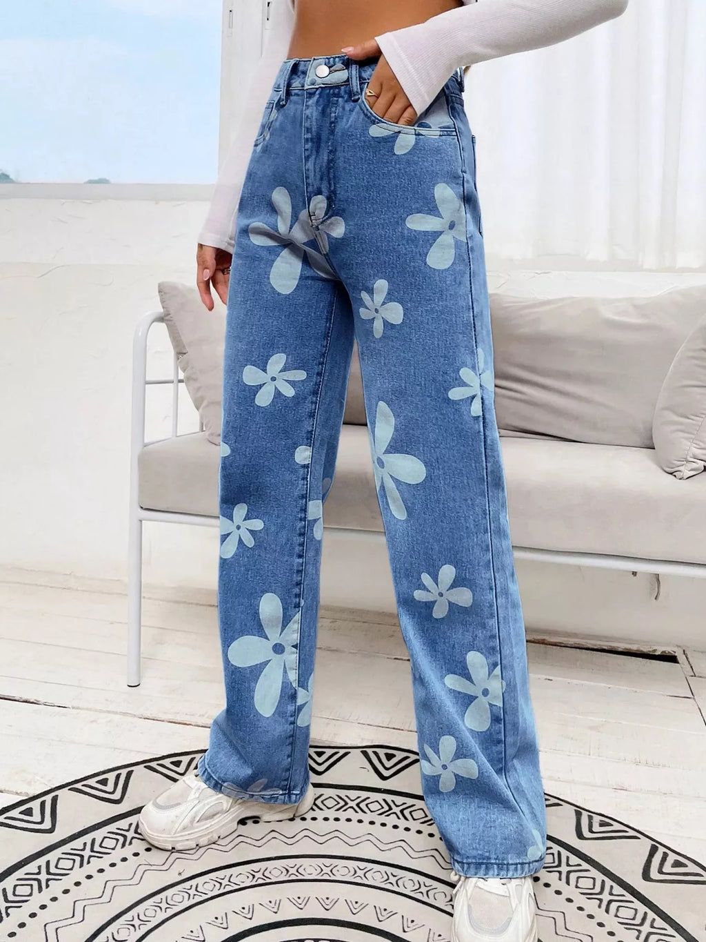 Floral Wide Leg Jeans