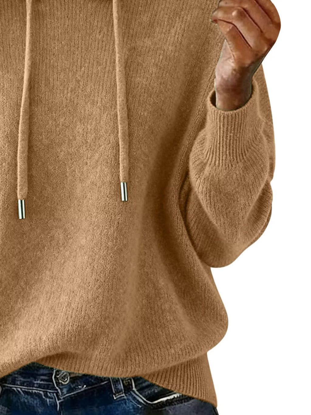 Drawstring Long Sleeve Hooded Sweater