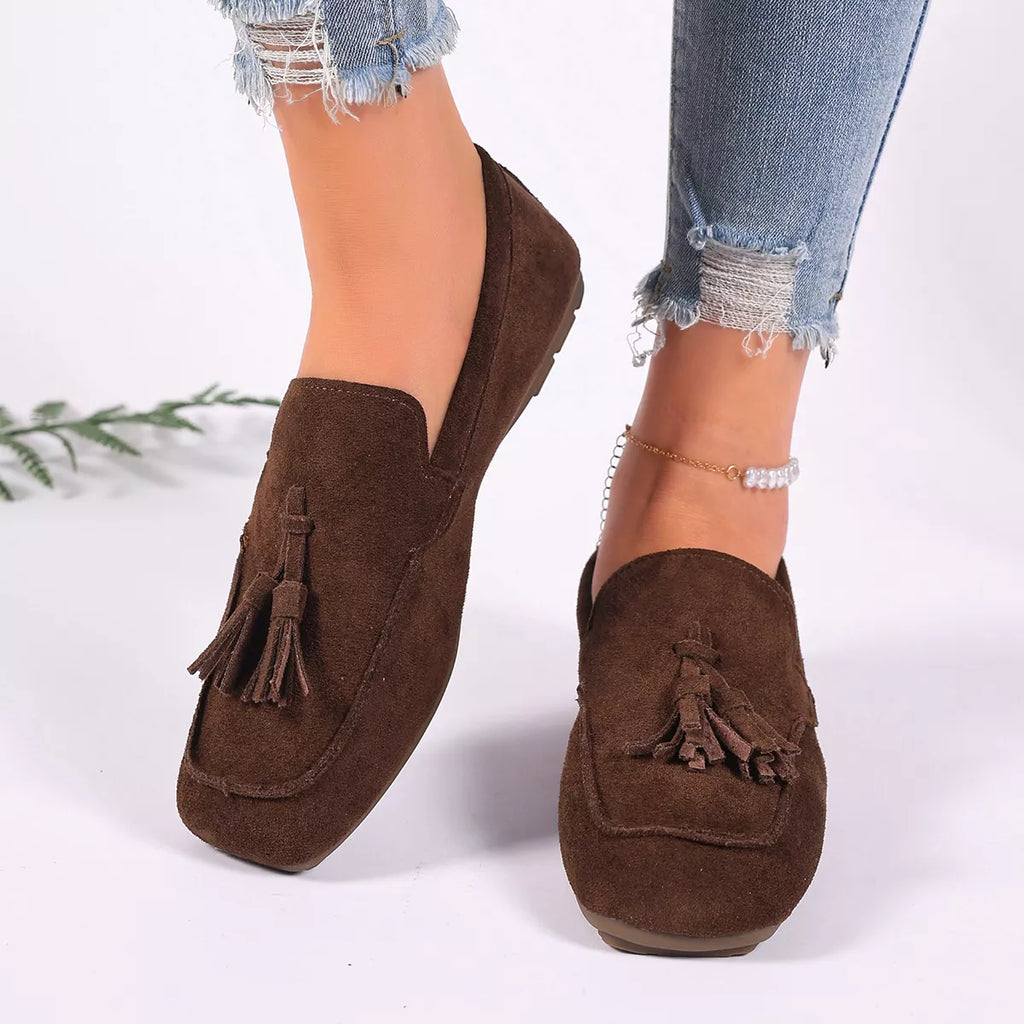 Tassel Accent Suede Loafers