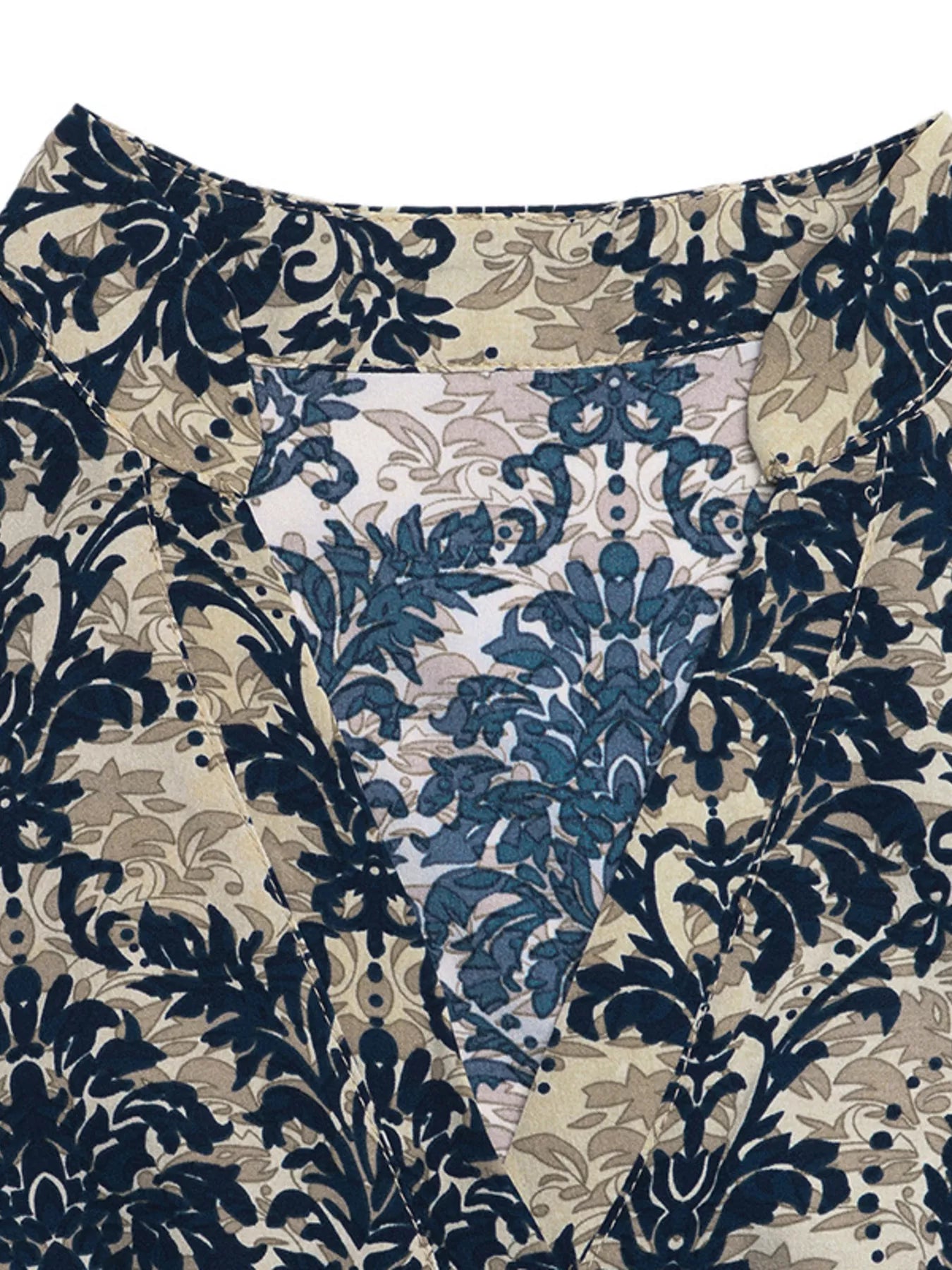 Damask Print Cap Sleeve Blouse