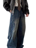 Men's Full Size Vintage Wash Wide Leg Jeans Plus Size