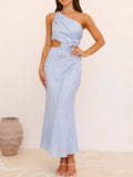 One-Shoulder Floral Cutout Dress