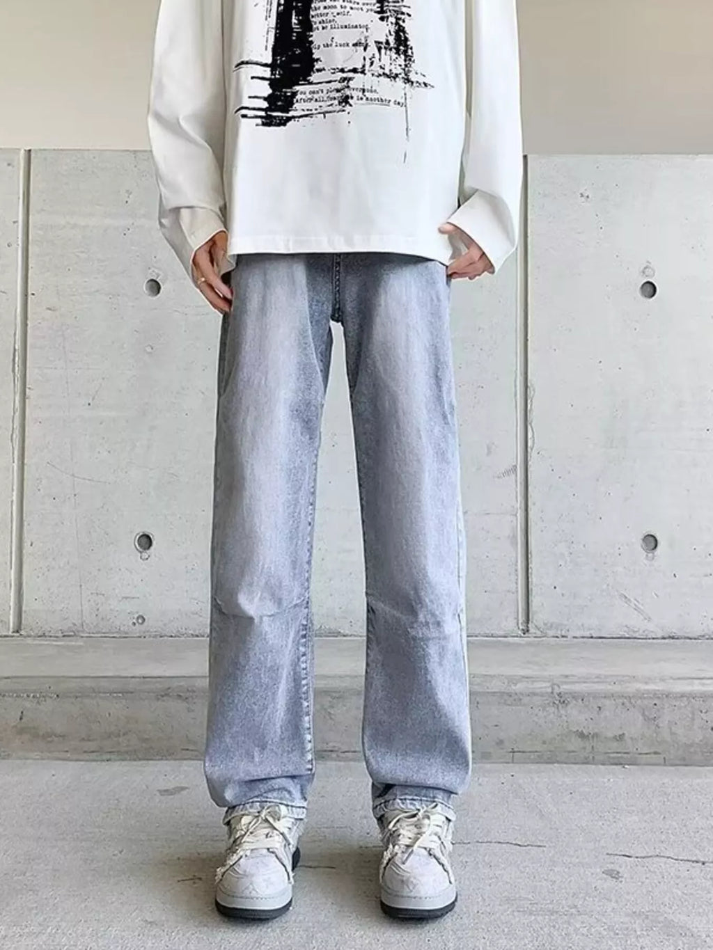 Men's Plus Size Vintage Wash Wide Leg Jeans