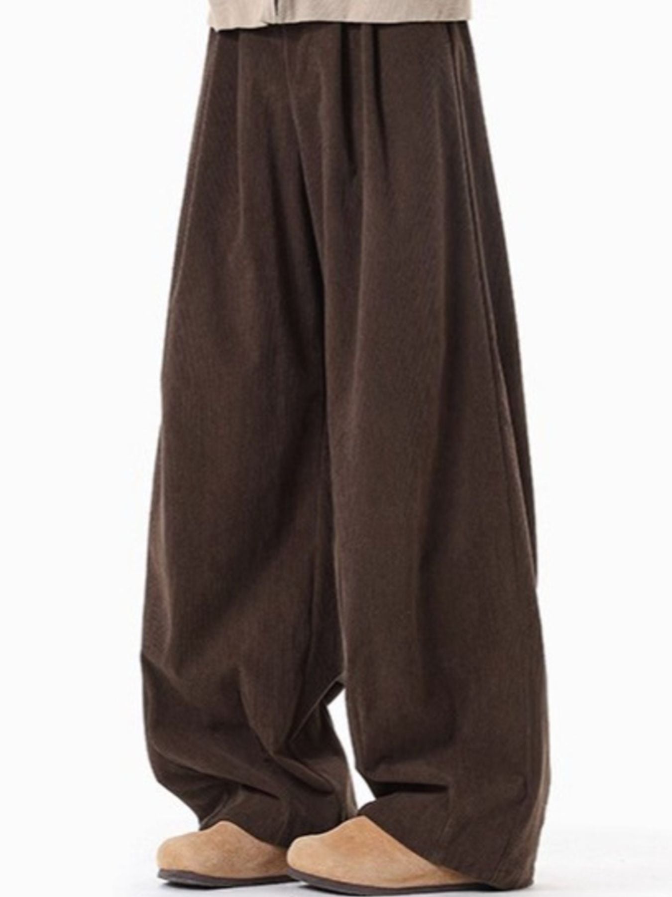 Men's Plus Size Pleated Detail Wide Leg Pants