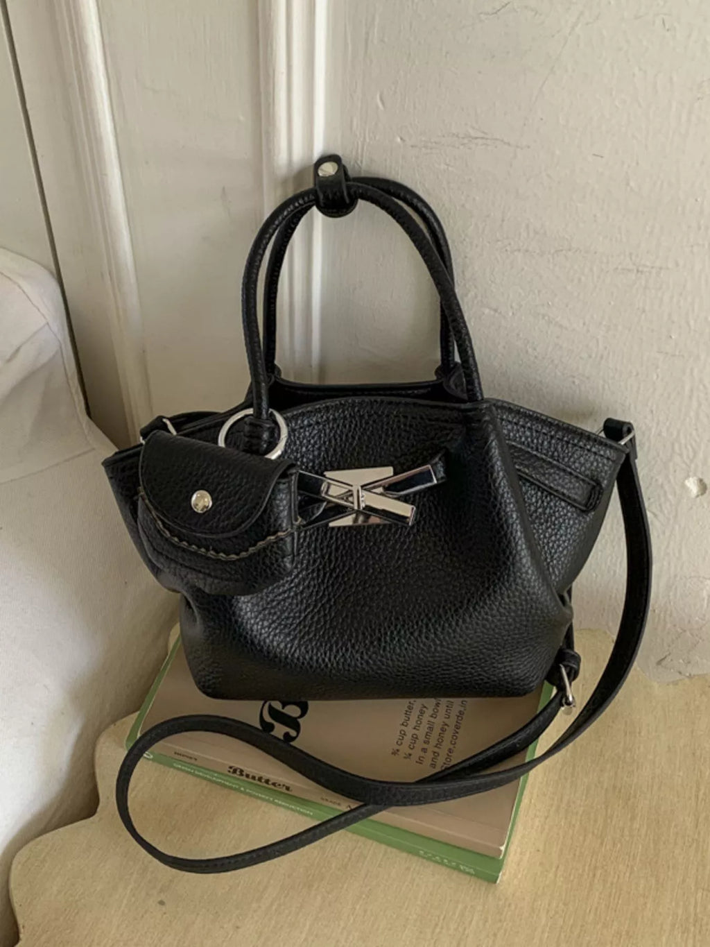 Top Handle Leather Crossbody Bag
