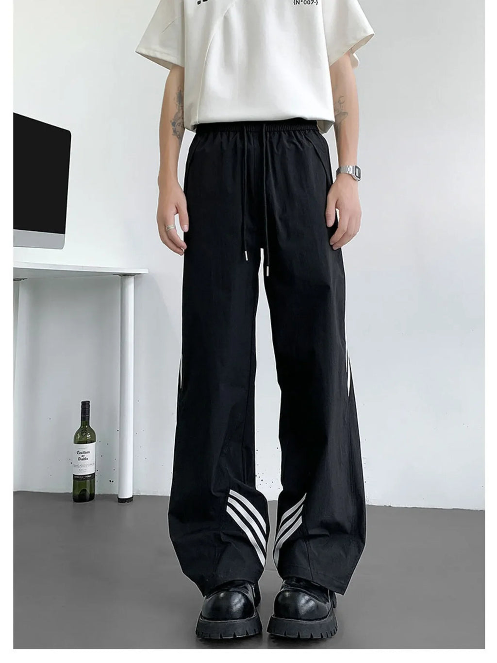 Men's Full Size Striped Wide Leg Pants Plus Size