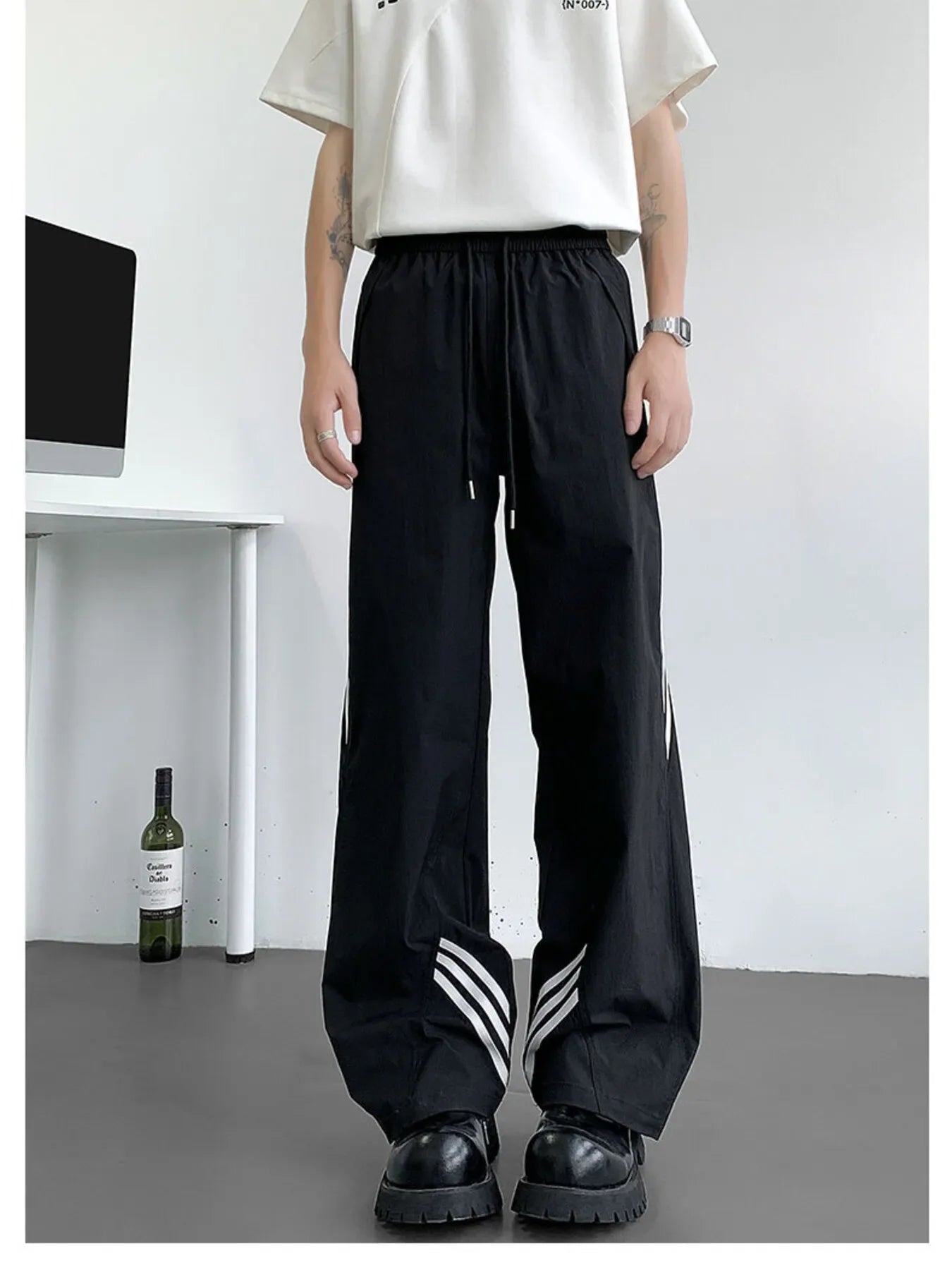 Men's Full Size Striped Wide Leg Pants Plus Size